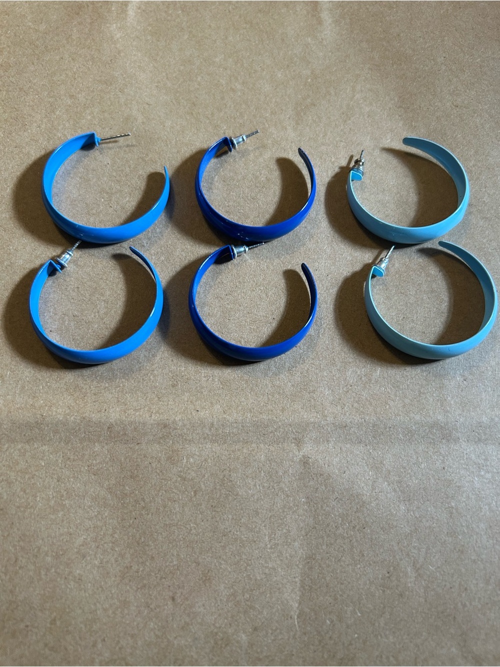 Set of Three Vintage Blue Hoop Earrings